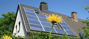 Solar panels installed on a residential roof in Stow, Massachusetts.